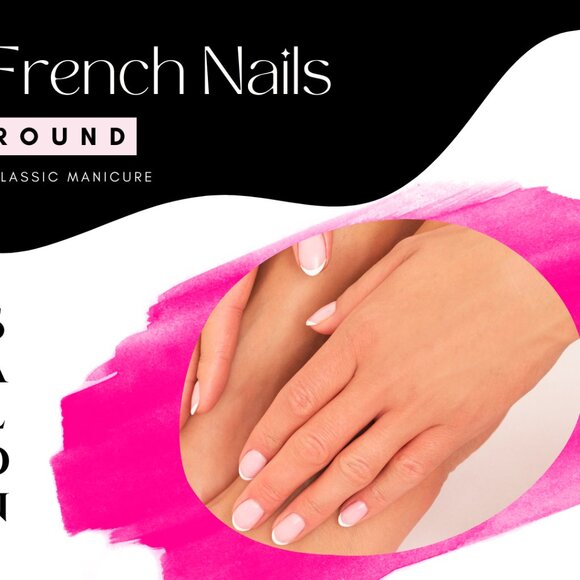 French Tip Round Press On Nails 2 Pack - Picture 4 of 5